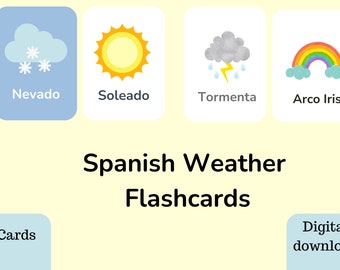 Spanish Weather Flashcards | Teach Kids Spanish | Español Learning| Bilingual Kids