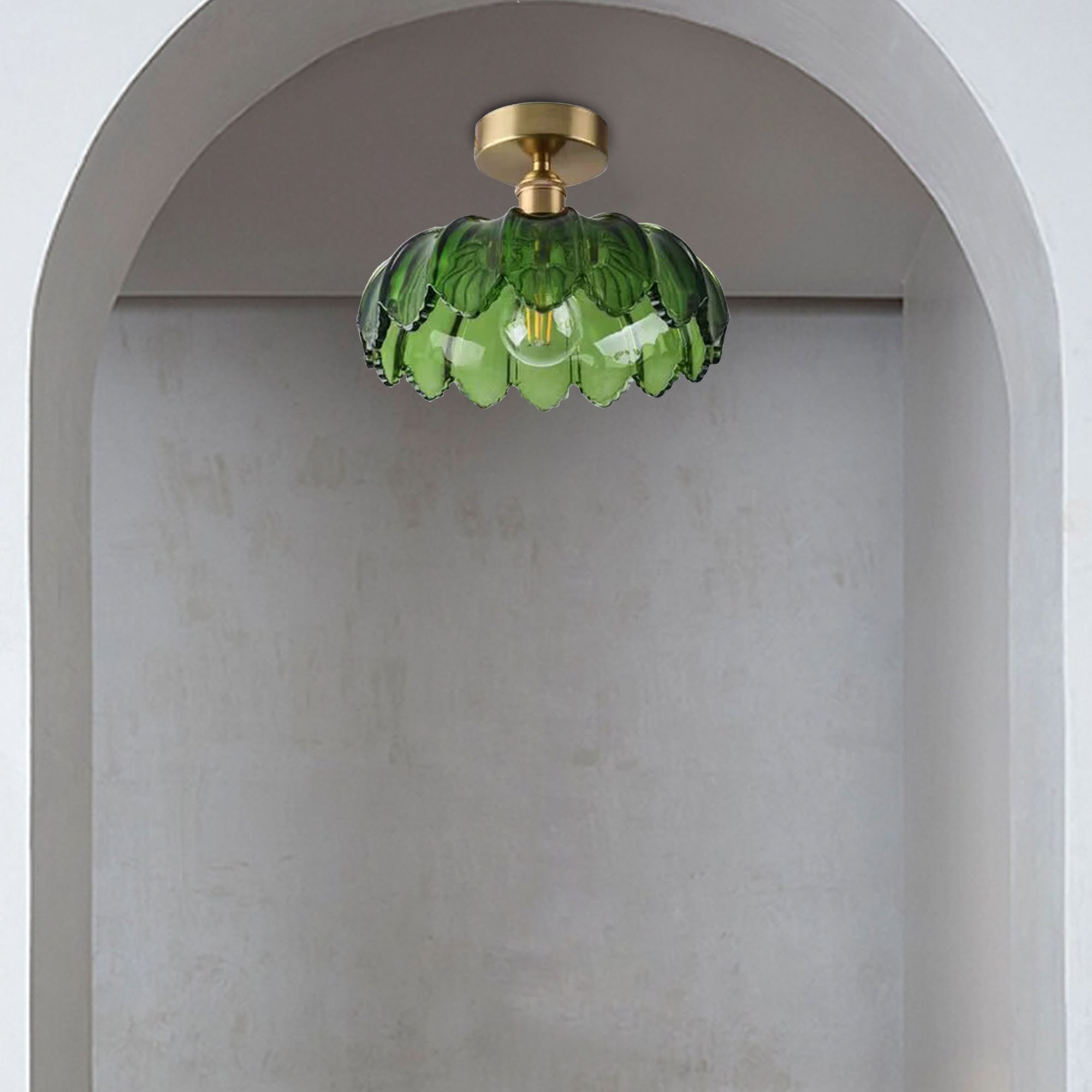 Rustic Green Glass Ceiling Lightshandcrafted Elegant Lampglass Lighting Fixturesdecor Light