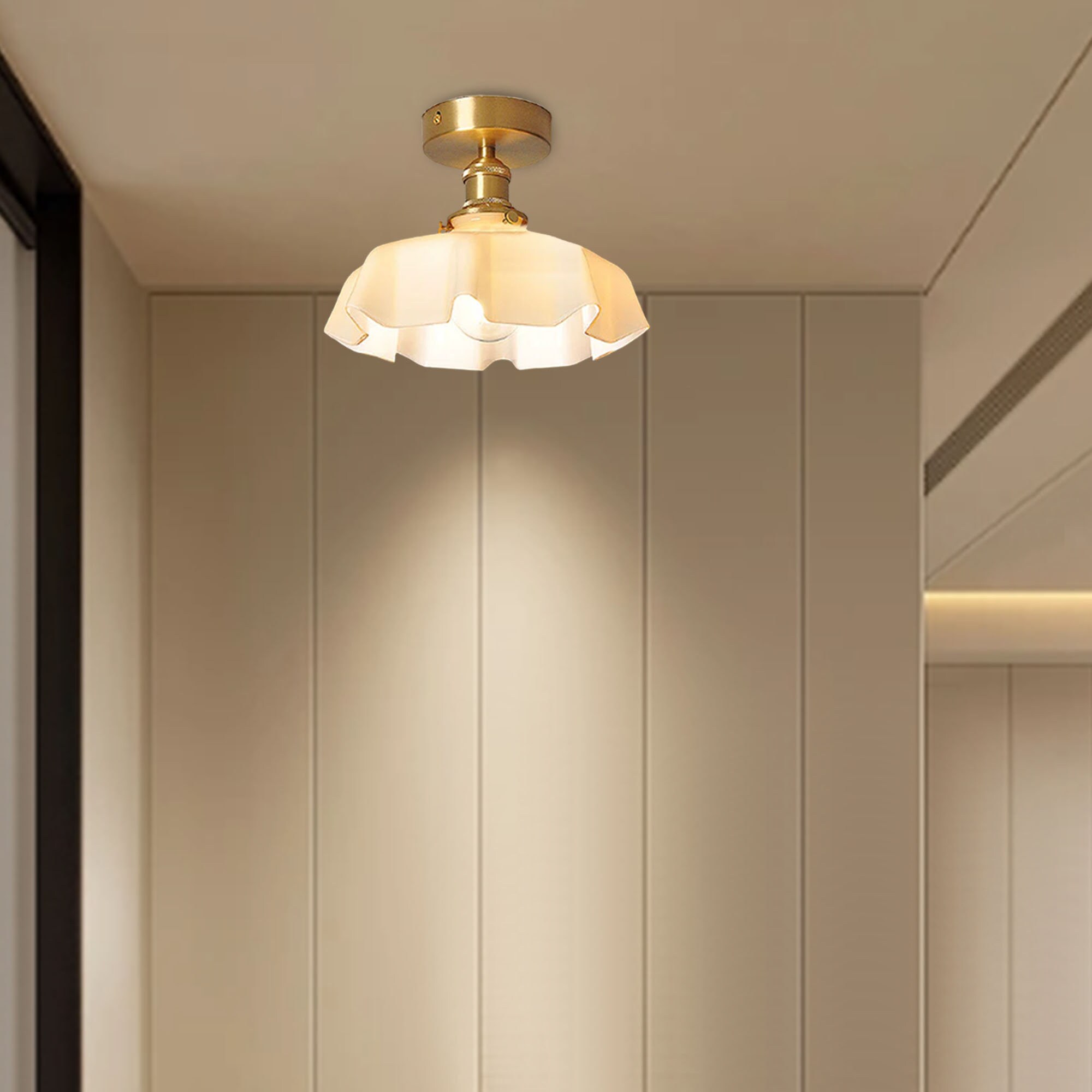 Rustic Glass Brass Ceiling Lightglass Lampshadependant Light Etsy