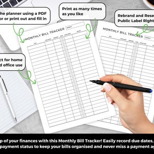 Monthly Bill Tracker Printable | Editable Canva PLR Template | Rebrand ...