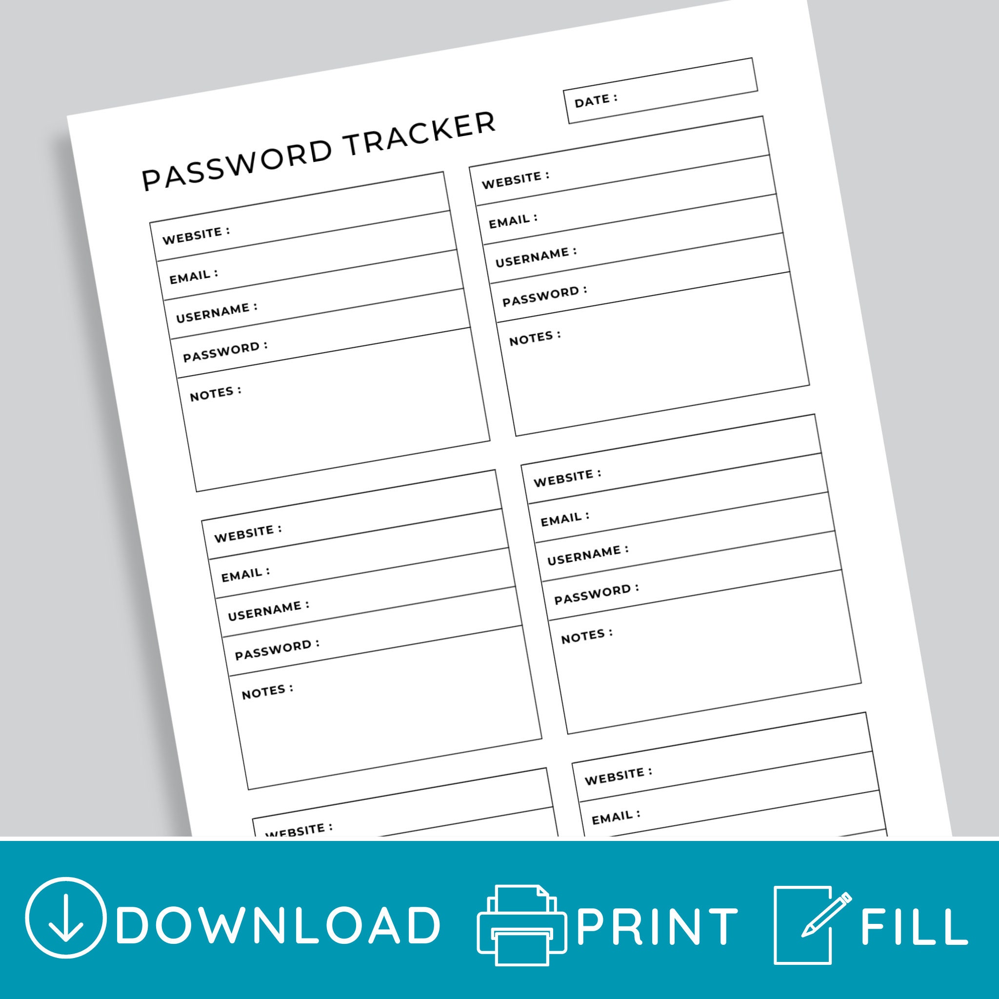 Password Tracker Printable, Website Password Keeper, Login Tracker ...