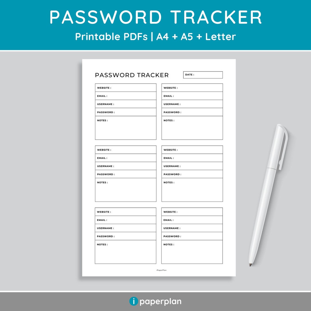 Password Tracker Printable, Website Password Keeper, Login Tracker ...