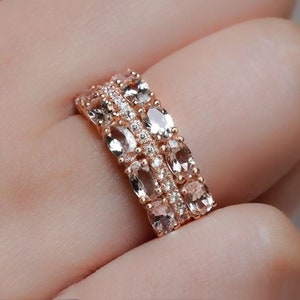 Natural Morganite Ring, 14k Rose gold plating Ring, Anniversary Gift, Wedding Ring, Engagement Ring, Gift for her, June Birthstone Ring