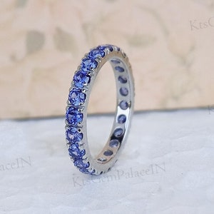 Tansanit Hochzeit Bandring, Tansanit volle Eternity Band, Verlobungsring, Birthstone Bandring, Jubiläumsring, Sterling Silber Ring