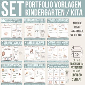 SET Portfolio Kindergarten Templates Boho over 80 pages | Daycare Portfolio Templates | Nursery Portfolio Template Educator | Preschool Portfolio