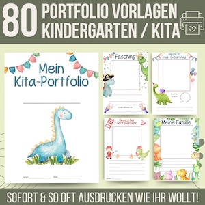 80 Kindergarten Portfolio Templates Dinosaurs | Nursery Portfolio Templates | Daycare Portfolio Templates for Educators | Preschool Portfolio