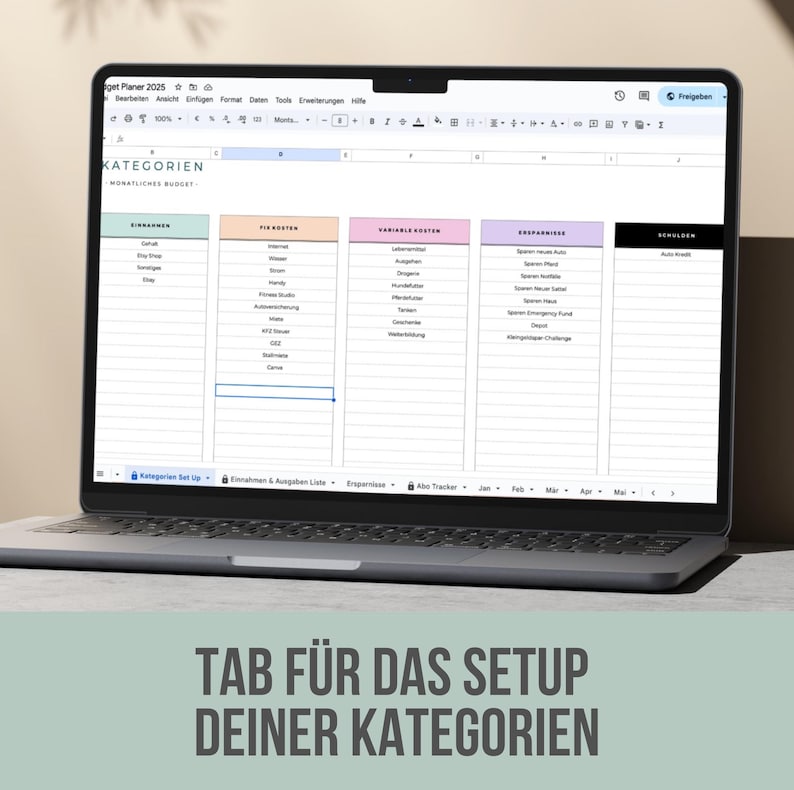Monatlicher Budget Planer DEUTSCH | Finanz Tracker | Budgetplaner Vorlage | Haushaltsbuch digital | Umschlagmethode Vorlage | GOOGLE SHEETS