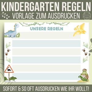 Kindergarten Regeln Aushang Dinos | Infotafel Kita PDF | Kita Regeln zum Ausdrucken | Vorlagen für Erzieher | Aushang Kita Vorlagen Regeln