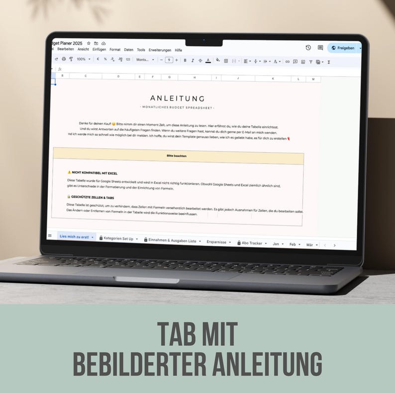 Monatlicher Budget Planer DEUTSCH | Finanz Tracker | Budgetplaner Vorlage | Haushaltsbuch digital | Umschlagmethode Vorlage | GOOGLE SHEETS