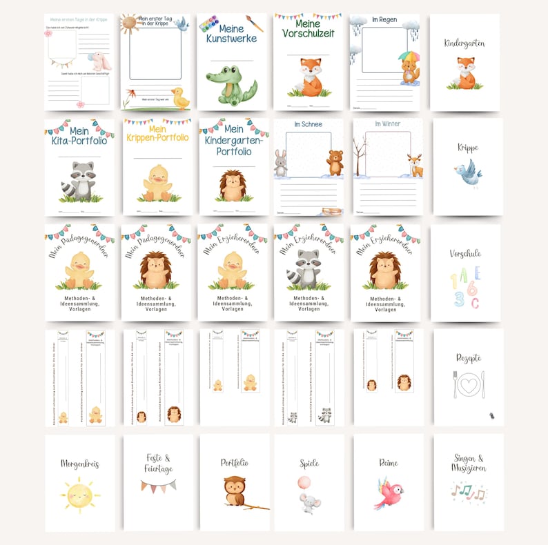 222 Kindergarten Portfolio Vorlagen Tiere | Krippe Portfolio Vorlagen | Kita Portfolio Vorlagen Erzieher | Vorschule Portfolio Kindergarten