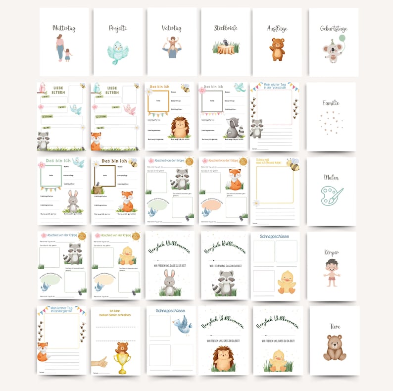 222 Kindergarten Portfolio Vorlagen Tiere | Krippe Portfolio Vorlagen | Kita Portfolio Vorlagen Erzieher | Vorschule Portfolio Kindergarten