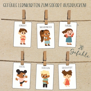 Gefühle Lernkarten für Kindergarten | Gefühlekarten für Montessori | Lernkarten Kita Vorlage für Erzieher | Gefühle erkennen Kinder Vorlage
