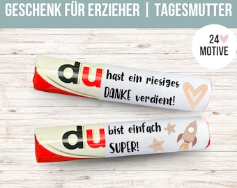 Abschiedsgeschenk für Erzieherin | Duplo Banderolen Erzieher | Geschenk Erzieher| Kleine Aufmerksamkeit für Erzieher | PDF sofort Ausdrucken