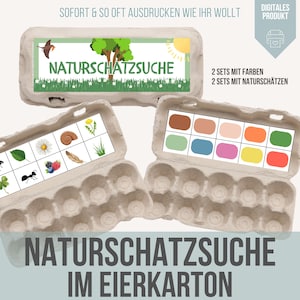 Nature treasure hunt for children | Game for children's birthdays | Activity for forest kindergarten | Egg carton treasure hunt | Forest bingo | Nature bingo