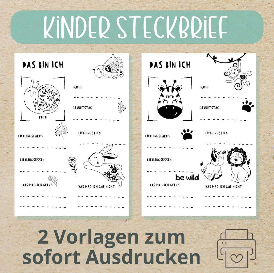 2 Steckbriefe Kindergarten Das bin ich Steckbrief Kita Steckbrief