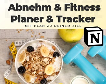 Cyfrowy dziennik odchudzania (po niemiecku) | Szablon Notion | Dziennik fitness | Planer posiłków | Wszystko zintegrowane i połączone | Możliwość dostosowania projektu