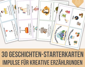 30 Morning Circle Cards for Kindergarten | Story Starter Cards – 30 Inspirations for Creative Storytelling Sessions for the Teacher | PDF
