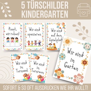 5 Türschilder Kindergarten Vorlagen | Türschilder Kita PDF | Türschilder Krippe zum Ausdrucken | Vorlagen für Erzieher Tür Schilder Kita