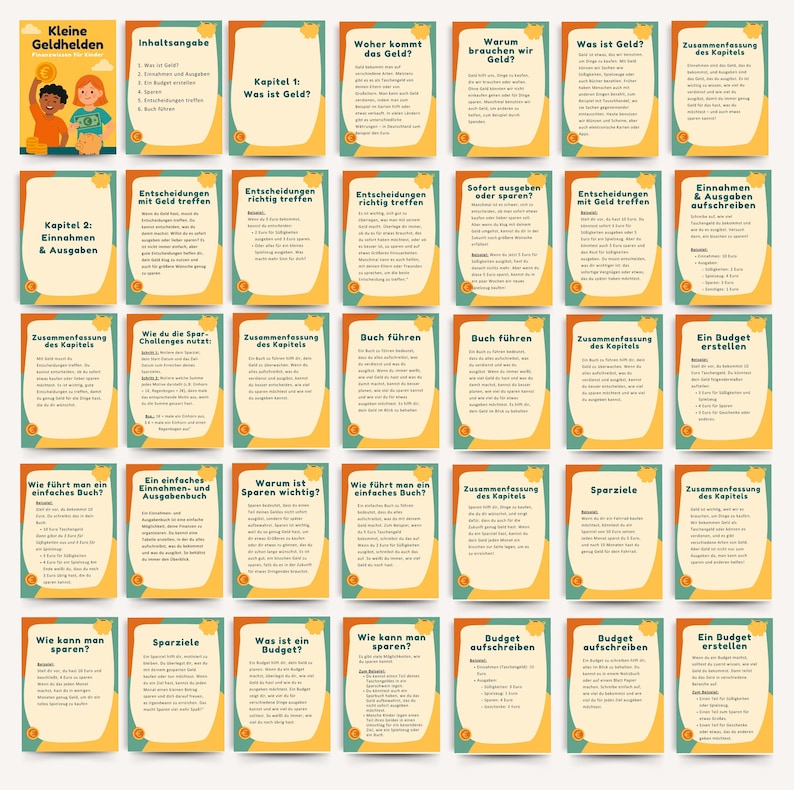 Finanz-Workbook für Kinder | Geld verstehen lernen | Budgetplaner Grundschule | Spar-Challenges Kinder | Einnahmen & Ausgaben Tracker | PDF