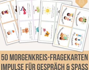 50 Morning Circle Cards for Kindergarten | Morning Circle Ideas for Everyday Daycare | Morning Circle Templates for the Educator Folder | PDF