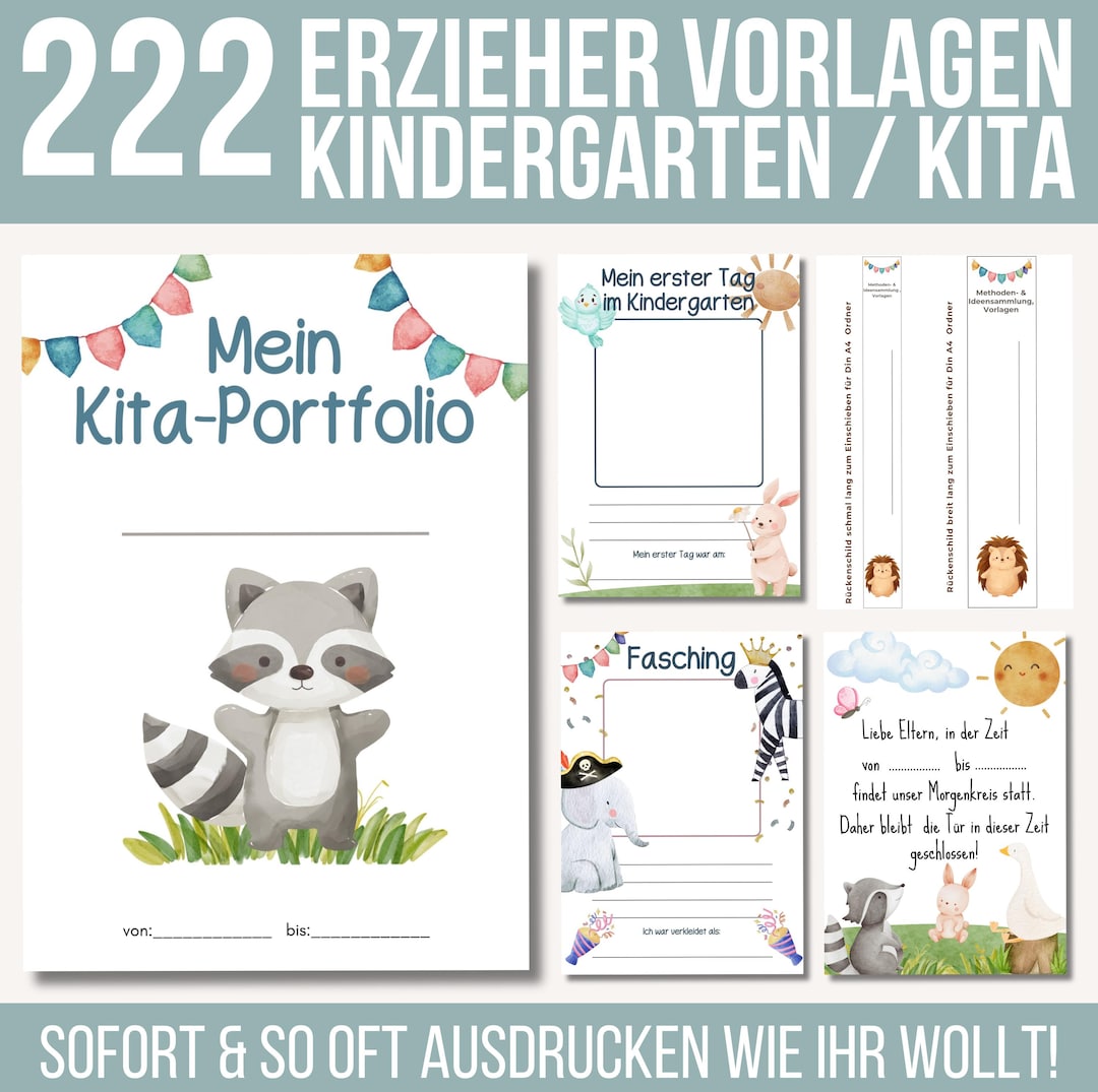  Foto zu 222 Kindergarten Portfolio Templates Animals Nursery Portfolio 