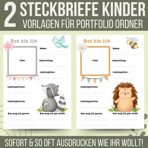 2 Steckbriefe Kindergarten | Vorlage Kindergarten | Ausdrucke Kita | Vorlage Steckbrief Krippe | Ausdruck Kindergarten Steckbrief Vorlage