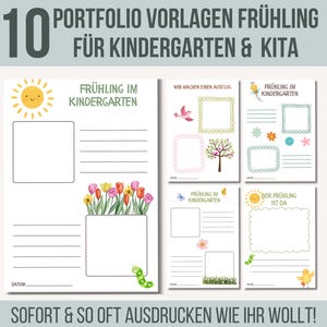 10 Kindergarten Portfolio Templates Spring | Nursery Portfolio Templates | Daycare Portfolio Educator | Childminder Portfolio Kindergarten | PDF