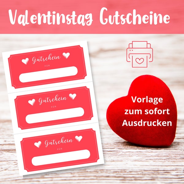 Valentinstag Gutscheinheft Sofort Ausdrucken | Gutscheine Valentinstag Geschenk personalisierbar Liebesgutscheine Valentinstag selbstgemacht