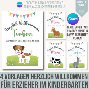 Modello di benvenuto per portfolio per l&#39;asilo nido MODIFICA TE STESSO in Canva | Modelli per educatori | Cartella di benvenuto per portfolio per asilo nido