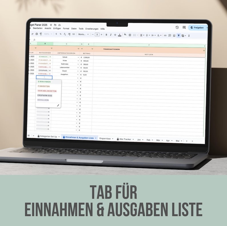 Budget Planer DEUTSCH | Finanzplaner | Budgetplaner Vorlage | Digitales Haushaltsbuch | Umschlagmethode Budgetplaner | GOOGLE SHEETS