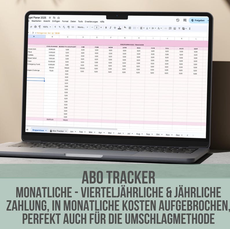 Budget Planer DEUTSCH | Finanzplaner | Budgetplaner Vorlage | Digitales Haushaltsbuch | Umschlagmethode Budgetplaner | GOOGLE SHEETS