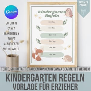 Regeln Kindergarten SELBST BEARBEITEN in Canva | Infotafel Kita | Kita Regeln zum Ausdrucken | Vorlagen für Erzieher | Aushang Kita Regeln