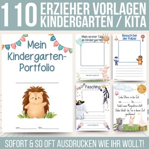 110 Kindergarten Portfolio Templates Animals | Nursery Portfolio Templates | Daycare Portfolio Templates Educator | Preschool Portfolio Kindergarten