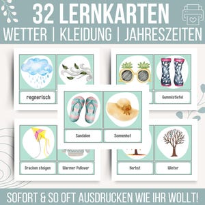 32 cartes flash Météo, vêtements et saisons | Modèles de maternelle du cercle du matin | Cartes Météo Kita | Modèles de cercle du matin | PDF