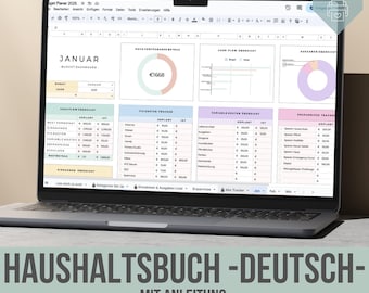Monthly Budget Planner German | Finance Tracker | Budget Planner Template | Digital Household Book | Envelope Method Template | Google Sheets