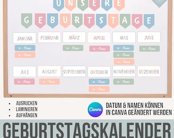 Birthday calendar kindergarten | Birthday calendar classroom | Birthday child | Birthday template school | Notices kindergarten