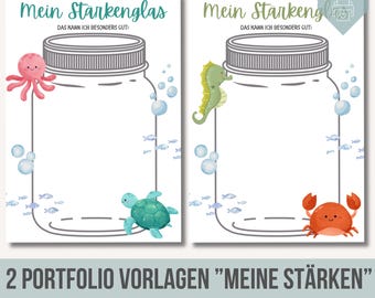2 Kindergarten Portfolio Templates | My Strengths Glass | Kindergarten Educator Templates | Daycare Portfolio | Positively Strengthening Children | PDF