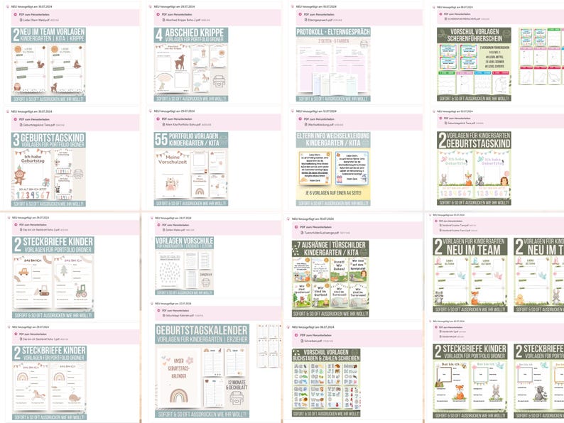 Kindergarten Vorlagen WACHSENDE DATENBANK | schon 1700+ Vorlagen enthalten | Kita Portfolio Kindergarten | Steckbriefe, Portfolio Ordner