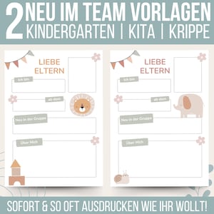 2 profielen voor opvoeder Boho | Sjabloon Nieuw bij het team Kleuterschool | Afdrukken voor kinderdagverblijfprofiel kinderdagverblijf | Kleuterschoolprofiel sjabloon