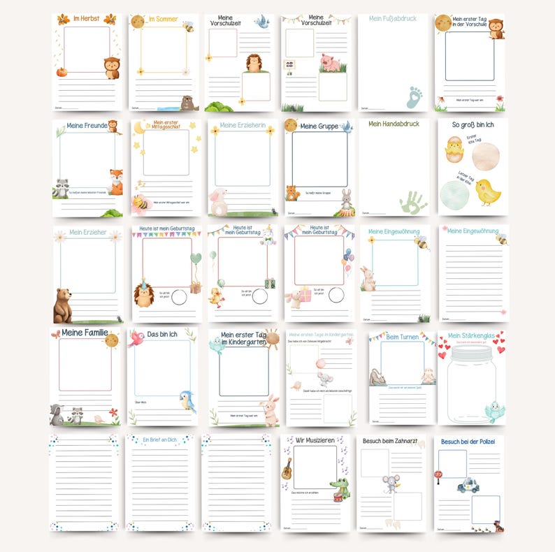 222 Kindergarten Portfolio Vorlagen Tiere | Krippe Portfolio Vorlagen | Kita Portfolio Vorlagen Erzieher | Vorschule Portfolio Kindergarten