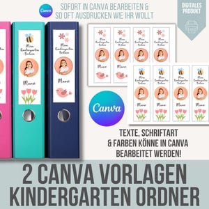 Kindergarten folder with picture folder spine templates PERSONALIZABLE in Canva | Folder spine educator | Folder spine kindergarten portfolio