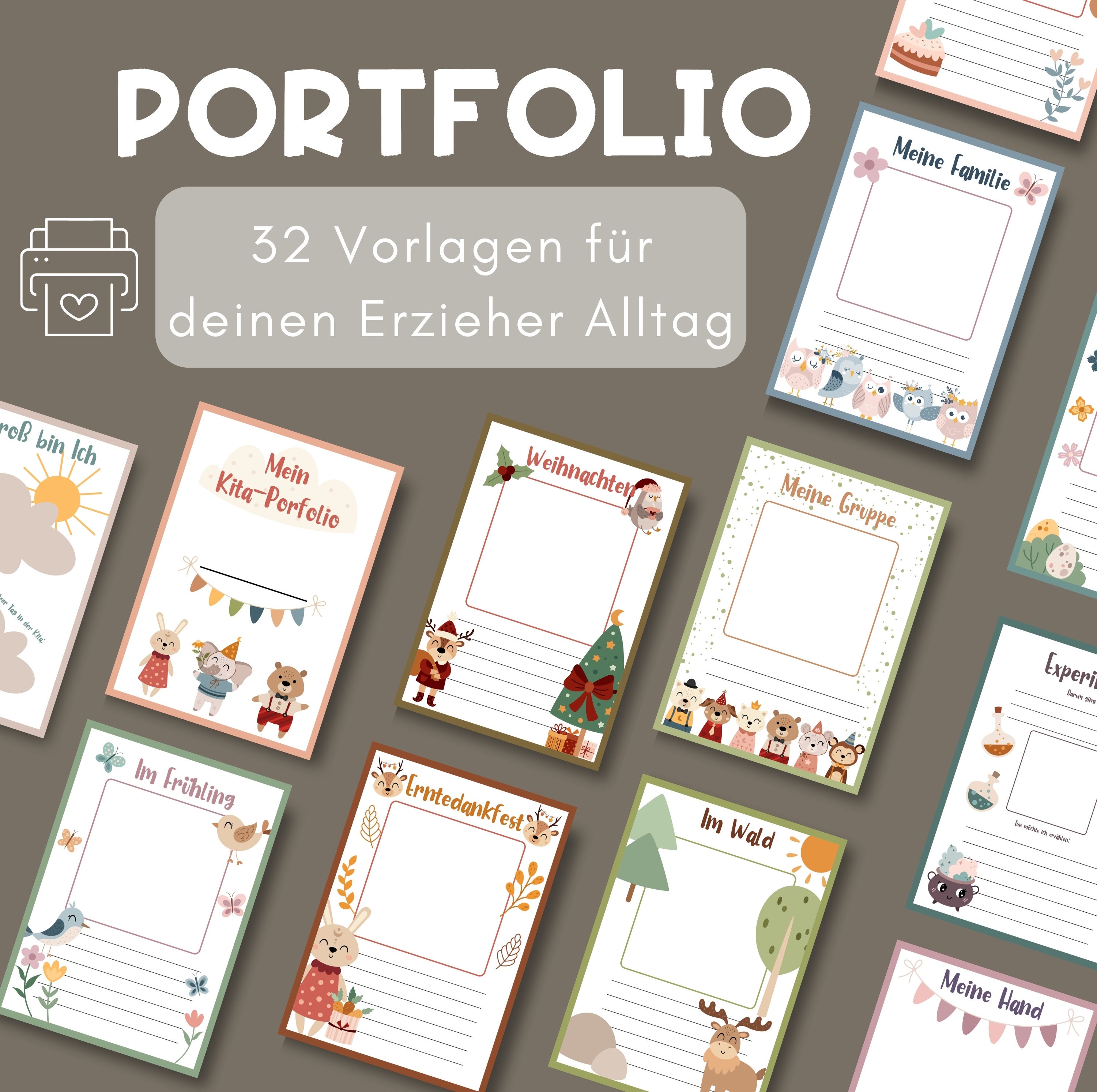  2 Steckbriefe für Erzieher Vorlage Kindergarten Ausdrucke für Kita Motiv 