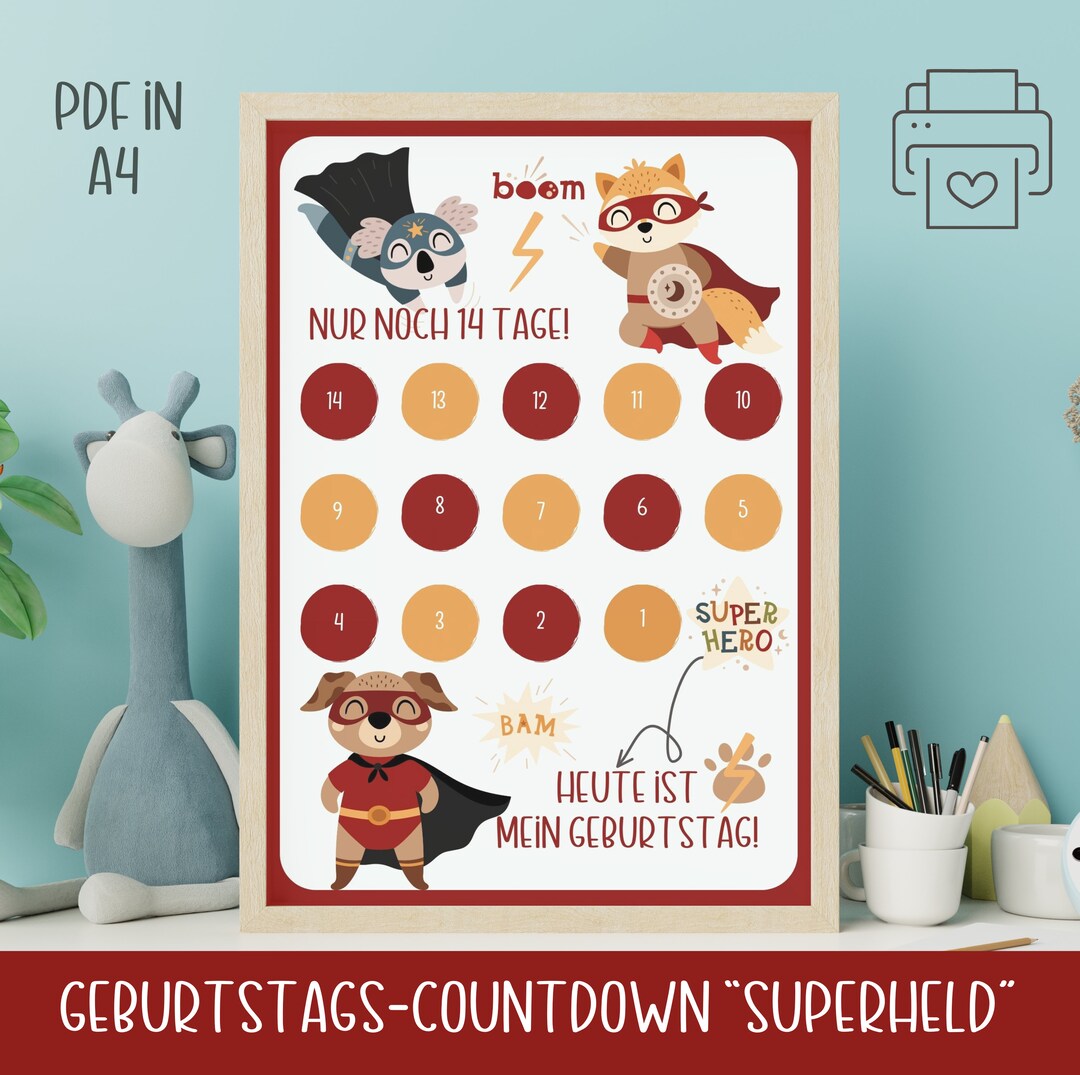 Countdown Geburtstag Kind Countdown Kindergeburtstag Superheld