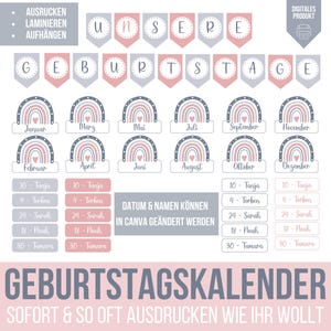 Geburtstagskalender Kindergarten | Geburtstagsvorlage Grundschule | Geburtstagskind Kita | Geburtstagkalender Schule | Geburtstage Kalender