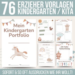 76 Erzieher Ordner Vorlagen | Portfolio Kindergarten Vorlagen  | Kita Portfolio Vorlagen | Krippe Portfolio Vorlage | Vorschule Portfolio
