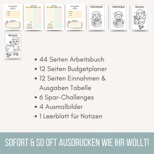 Finanz-Workbook für Kinder | Geld verstehen lernen | Budgetplaner Grundschule | Spar-Challenges Kinder | Einnahmen & Ausgaben Tracker | PDF