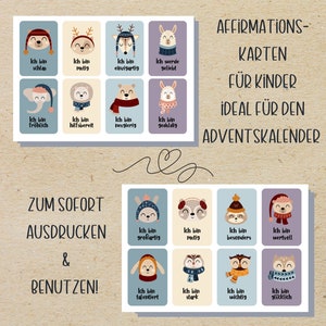 Affirmation cards for the Advent calendar for children Affirmations to print Affirmation cards for children Advent calendar to print