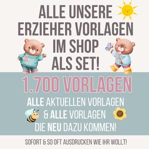 1700+ educator templates for kindergarten, day care or crèche, also many learning materials for preschool, for immediate printing