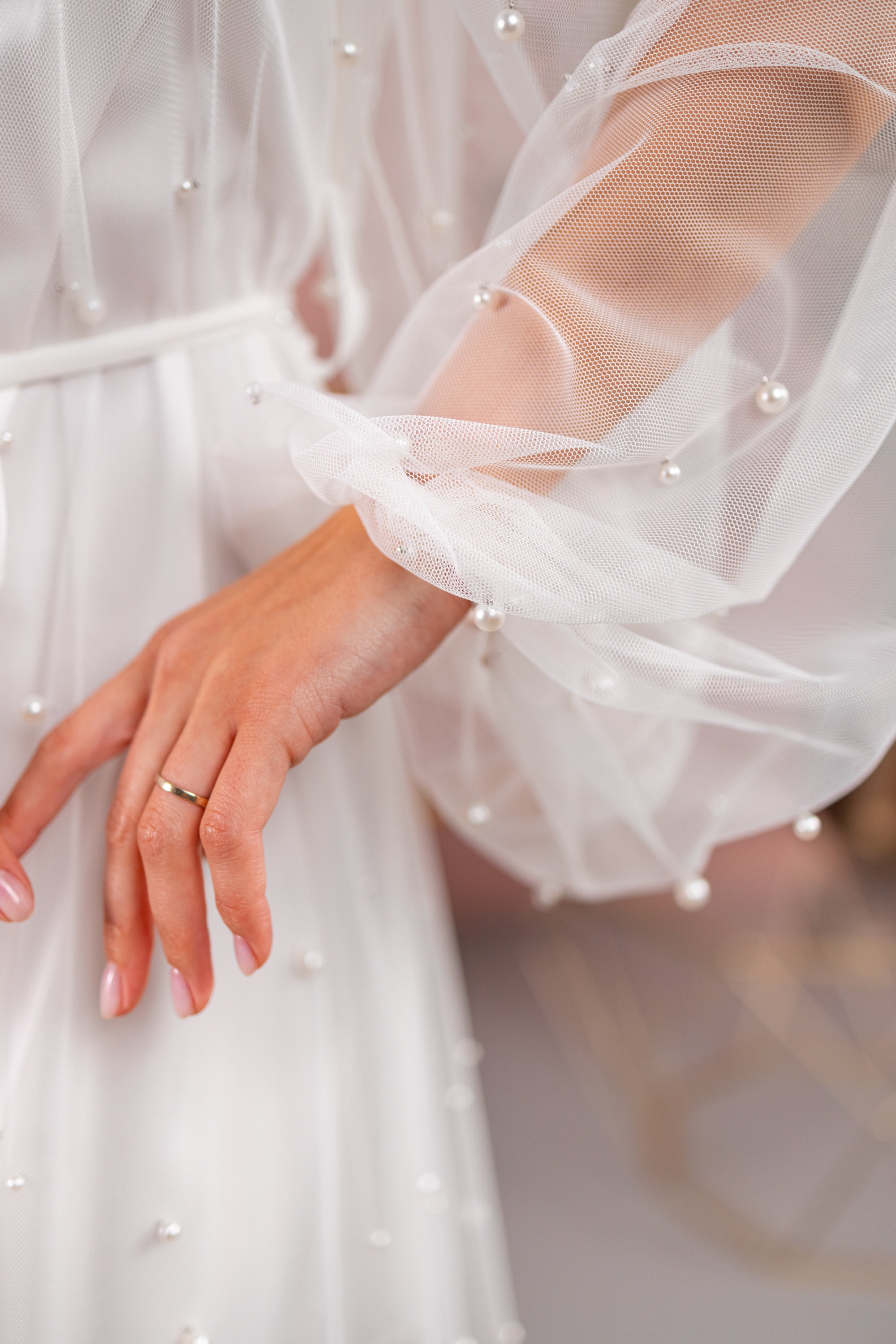 White Lace Bridal Robe Tulle Robe Luxe Pearl Robe Maternity - Etsy