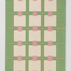 Anthropologie Greer Green Handmade Tufted Wool Area Rug For Bedroom Livingroom Office Kitchen Nursery Entryway modern Rug
